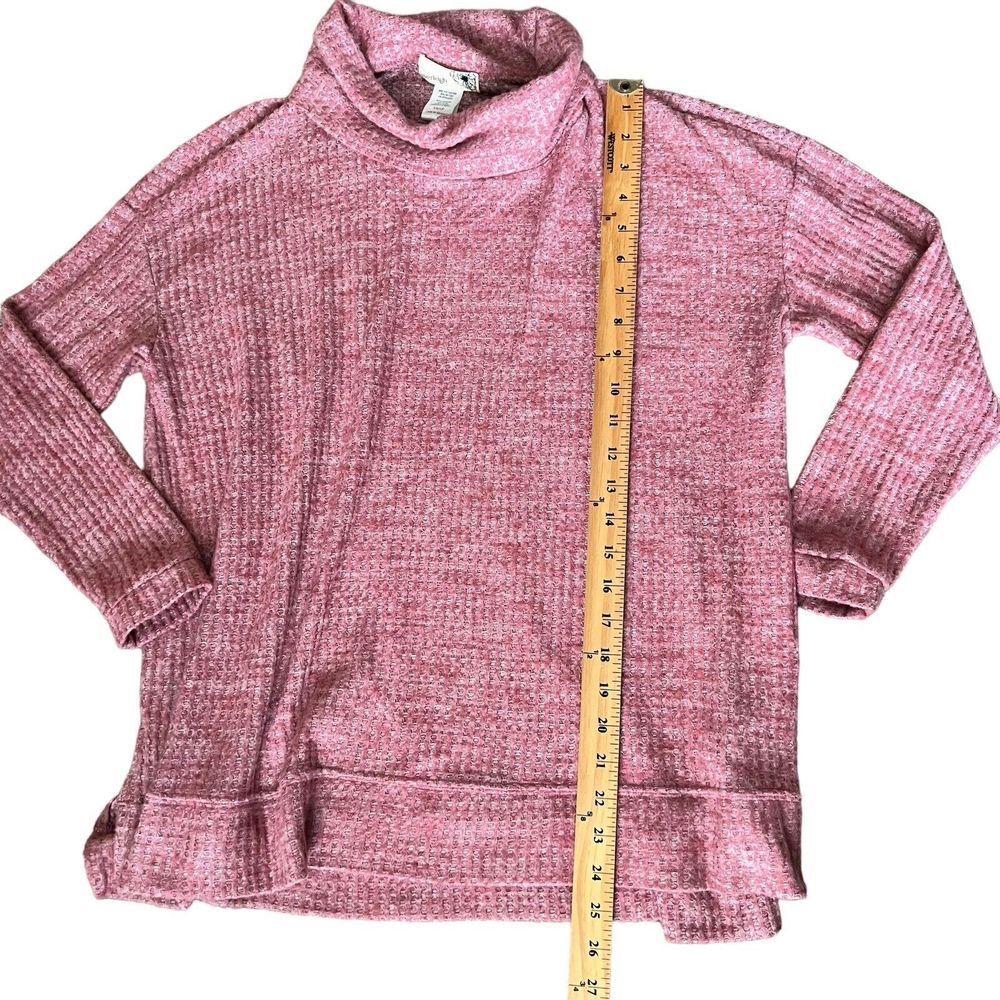 Everleigh‎ Sweater Women’s Size XS Cowl Neck Tunic Top Mauve Long Sleeve Waffle - Picture 8 of 9